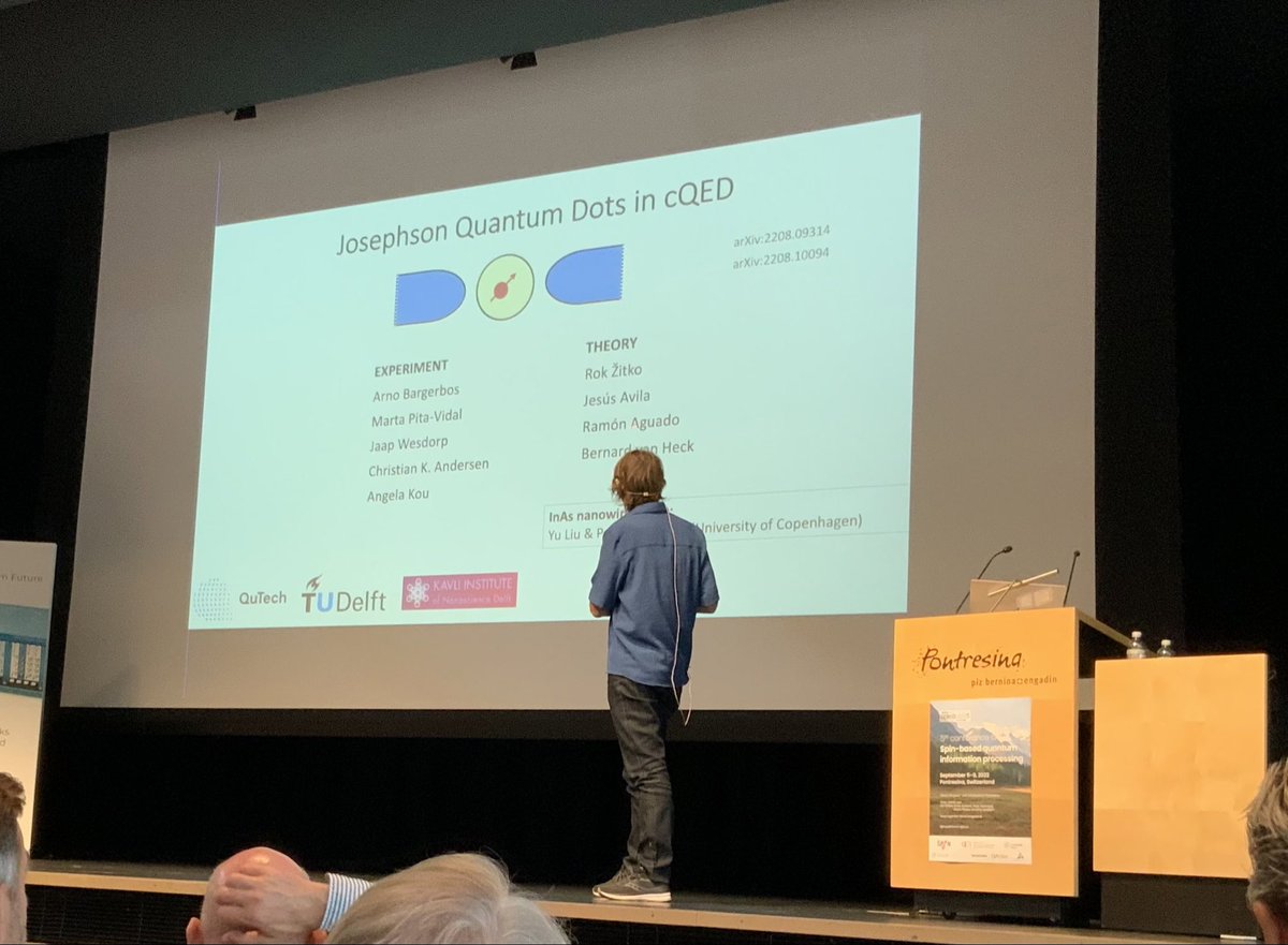 AndreasAtETH's tweet image. Leo Kouwenhoven @QuTech_news @tudelft presenting nice #quantum dot circuit QED work with @qudev @ETH_physics @ETH_en alumni Christoan Kraglund Andersen and @arnobargerbos at #SpinQubit5 @nccrSpin at #Pontresina.