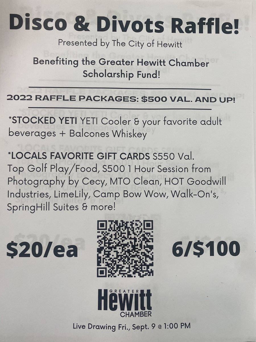 Get your raffle tickets NOW!  Drawing held Friday at 1, don’t miss out!!