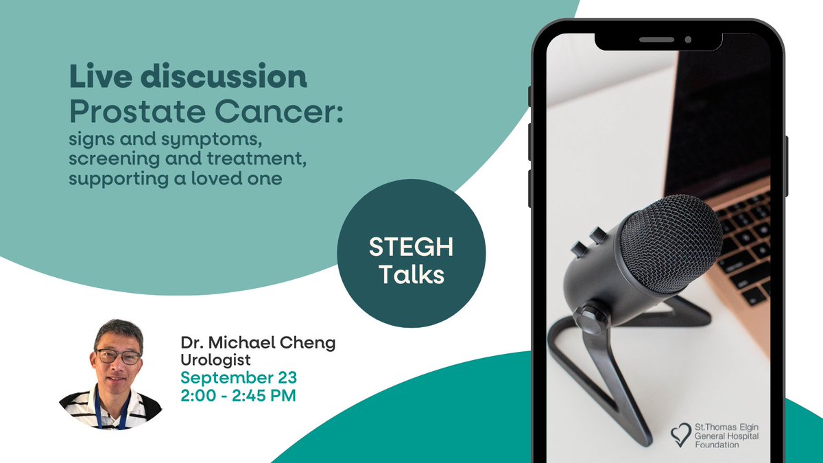 ourSTEGH's tweet photo. September is #ProstateCancerAwarenessMonth -  join us for a live, virtual chat with Dr. Cheng, followed by a Q+A 🎤 https://t.co/t66HsoH1gA https://t.co/wwP8fWui9q