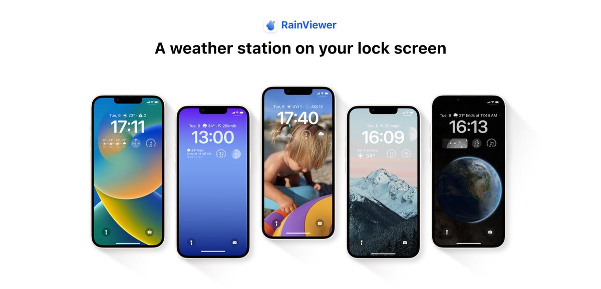 RainViewer's tweet photo. #iOS16 is almost here, and at RainViewer we just can't wait to share what we have prepared for you!
The all-new weather widgets for your lock screen are coming πβ¨
Get RainViewer now: https://t.co/0eM1D4fwQh
#AppleEvent #weatherwidgets #LockScreen #Apple #wxtwitter #StormHour https://t.co/UzDPtgvDde
