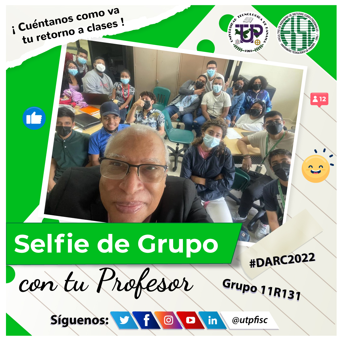 utpfisc's tweet photo. Selfie de Grupo: Profesor Armando Jipsion, con su grupo 11R131 del departamento #DARC2022.
@utppanama
#utp #utppanama #utp2022 #utp22 #utpfisc #fisc #fisc2022 #fisc22 #sistemas #tecnológica https://t.co/Wp3SM5YQmL