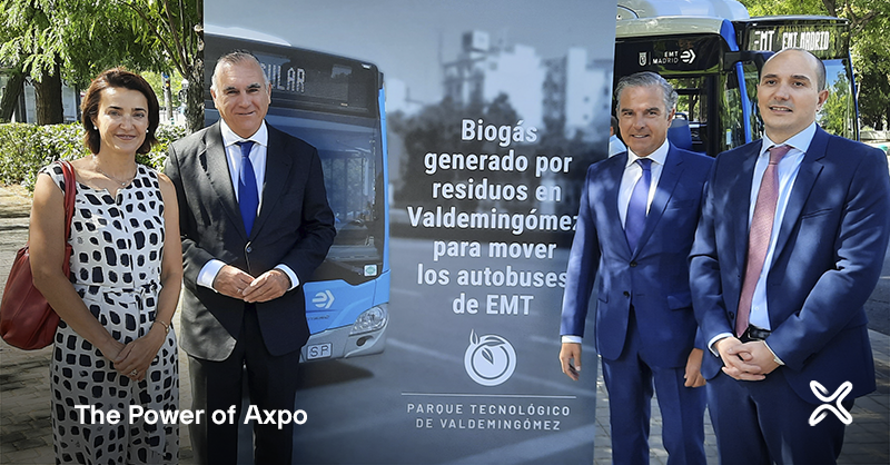 axpo_es's tweet photo. A partir de hoy, parte de la flota de autobuses de la @EMTmadrid 🚌 se moverá con #biometano procedente de la planta de Valdemingómez. Esta iniciativa del Ayto. de @MADRID y @axpo_es da un gran impulso a la #movilidadsostenible.
Te contamos más aquí ➡️ https://t.co/tMgqUDMN7a https://t.co/uWN588dFz4
