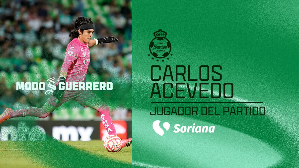 ClubSantos's tweet photo. ¡Tenemos jugador del partido y se llama @AcevedoCarlos9!👏🏽🧤🏅 #MVP #Jornada13 #ModoGuerrero https://t.co/6qKXiTA4rC