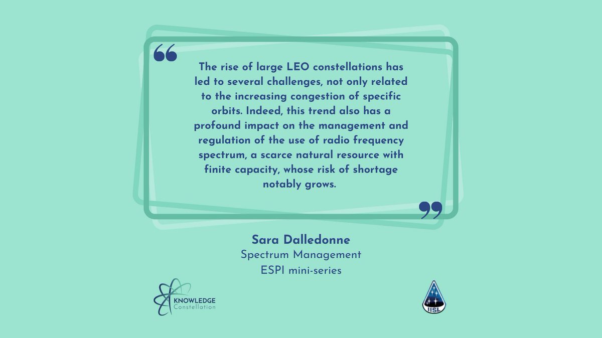 IISL_KC's tweet photo. ☄ The next #iisl_space Knowledge Constellation expert submission in the @European Space Policy Institute (ESPI) mini-series focuses on Spectrum Management. It was provided by Sara Dalledonne. ☄
🔎 https://t.co/5m1FKRcBdo

#KnowledgeConstellation #IISL #KCbrightminds #ESPI https://t.co/ppHnPT64AW