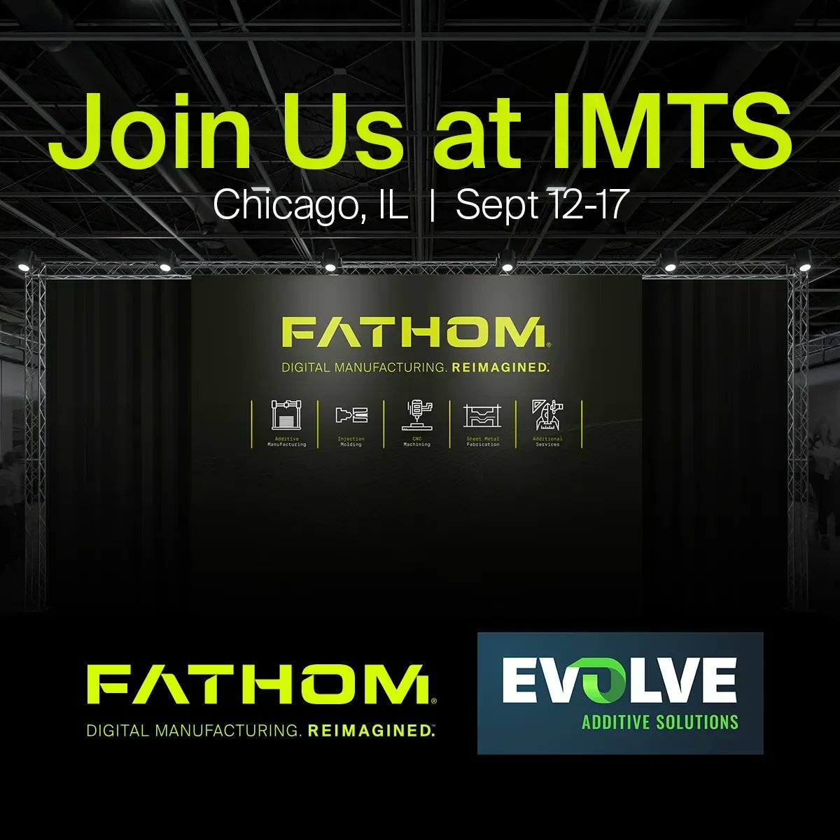 FathomMfg's tweet photo. @EvolveAdditive will be making an appearance at the Fathom Booth at IMTS on Sept 14 and 15! Together we  bring STEP technology to our already comprehensive capabilities and nationwide manufacturing network. Find us at booth 432520 // West Building // Level 3
#IMTS2022#Chicago https://t.co/djGWjin7Rq