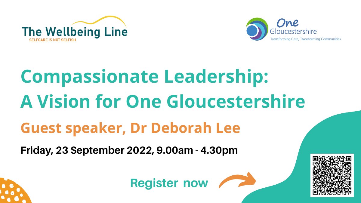 wellbeing_line's tweet image. Calling all execs and senior leaders across @One_Glos - don&apos;t miss this important workshop with an exceptional guest speaker: Dr Deborah Lee, Consultant Clinical Psychologist @CompassionateM

23 September 2022

Find out more &amp;amp; register 👉 eventbrite.co.uk/e/compassionat…

#VisionSetting