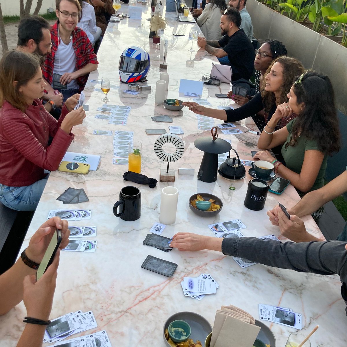 getcryptogame's tweet photo. Yesterday playing at another fantastic event at @meeta_club Lisbon! Thanks so much for organizing!

#crypto #cryptocurrency #blockchaingame #cryptogame #cryptoeducation #gaming #cardgame #newgame #boardgames #cardgames #playingprototypes #gameprototypes https://t.co/vSxw1gvI6x