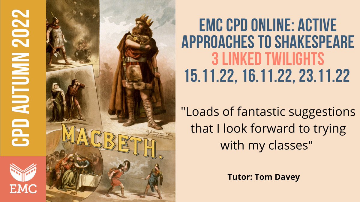 This CPD is jam-packed with ideas and approaches to bring the drama to Shakespeare with RADA trained Tom Davey @TorchesBright. 

'An Active Approach to Shakespeare: Building the Personal Response.' 

Book by 8am Fri 11th Nov:
tinyurl.com/4bvv4ts5

#TeachingShakespeare
