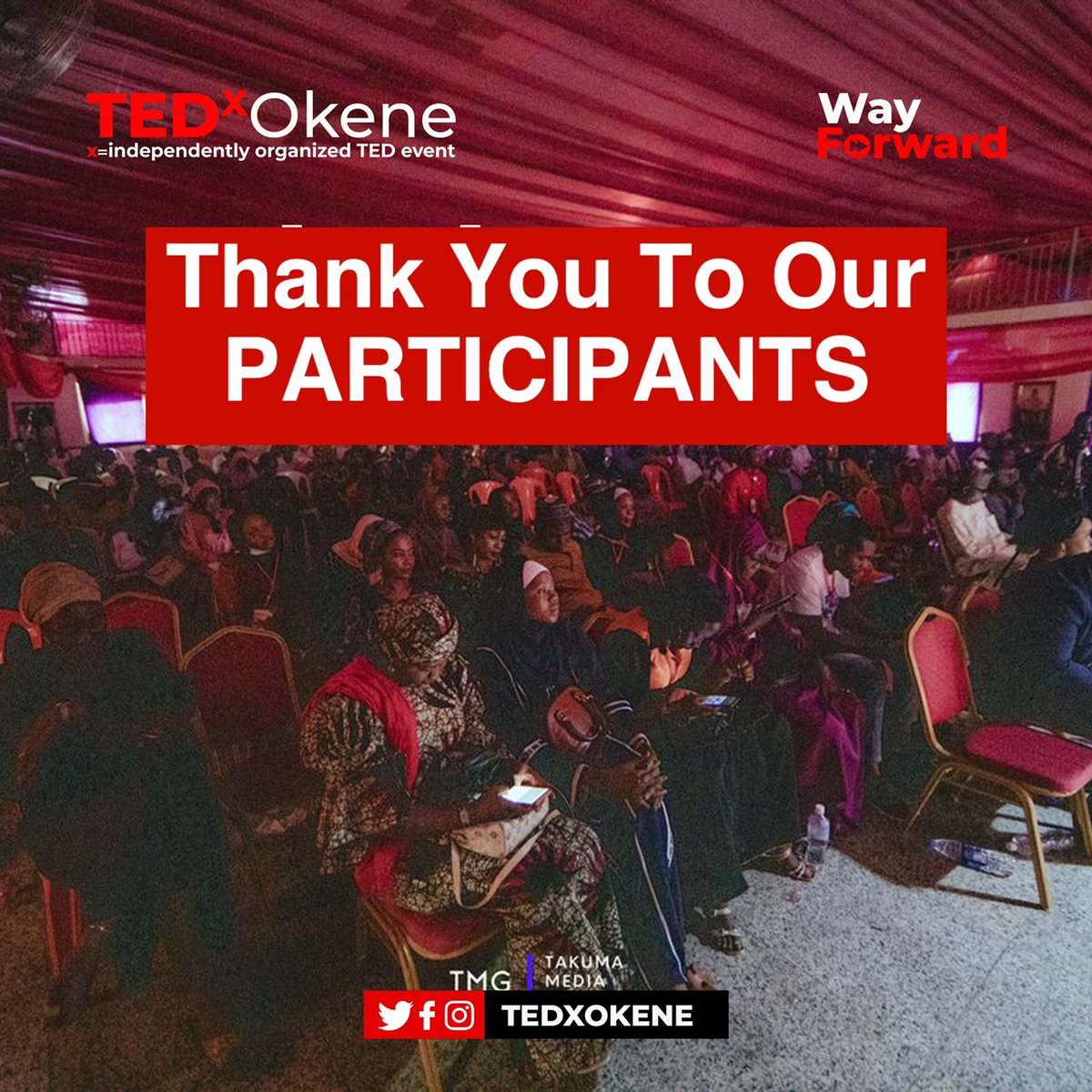 TEDxOkene's tweet photo. To all our wonderful participants at the TEDxOkene WayForward event, we say a very big thank you.

Thank you for sparing your precious time for the event last Saturday.

Your kind presence gave us a great opportunity to share our objective and efforts with you to make the event https://t.co/MEzMDFBnHb