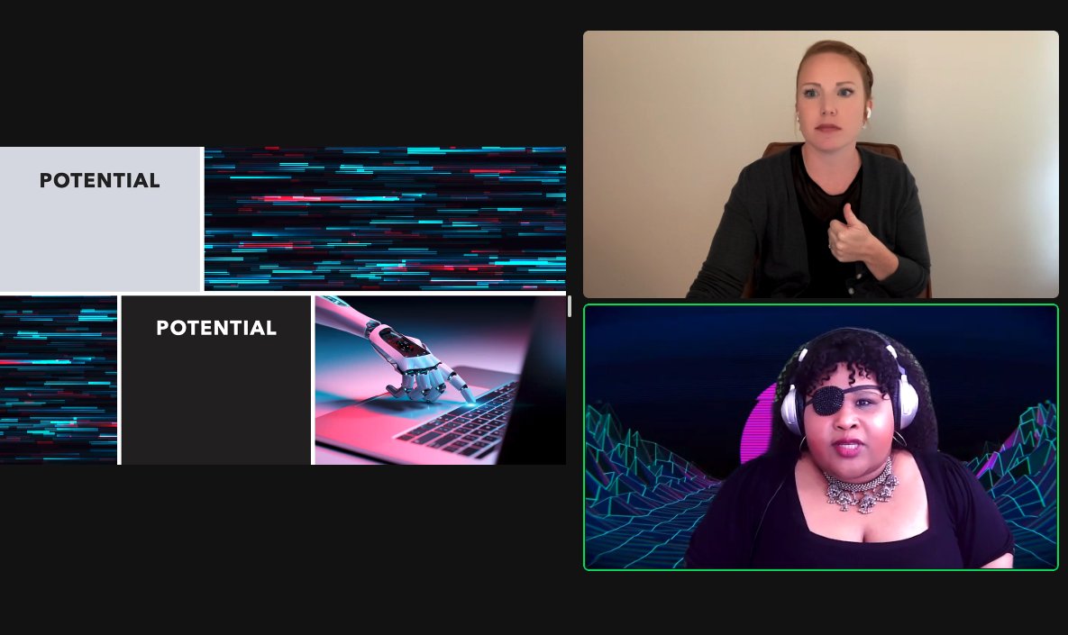 BlakistonR's tweet image. Opening keynote of #WebAimConf by @ScopicEngineer on #AccessFuturism. She predicts in 2032:
- Widespread caption and transcript integration
- AI-generated code
- Death of the overlay
- The modular internet
- Mobile first (and only mobile)
- Rise of wearable tech