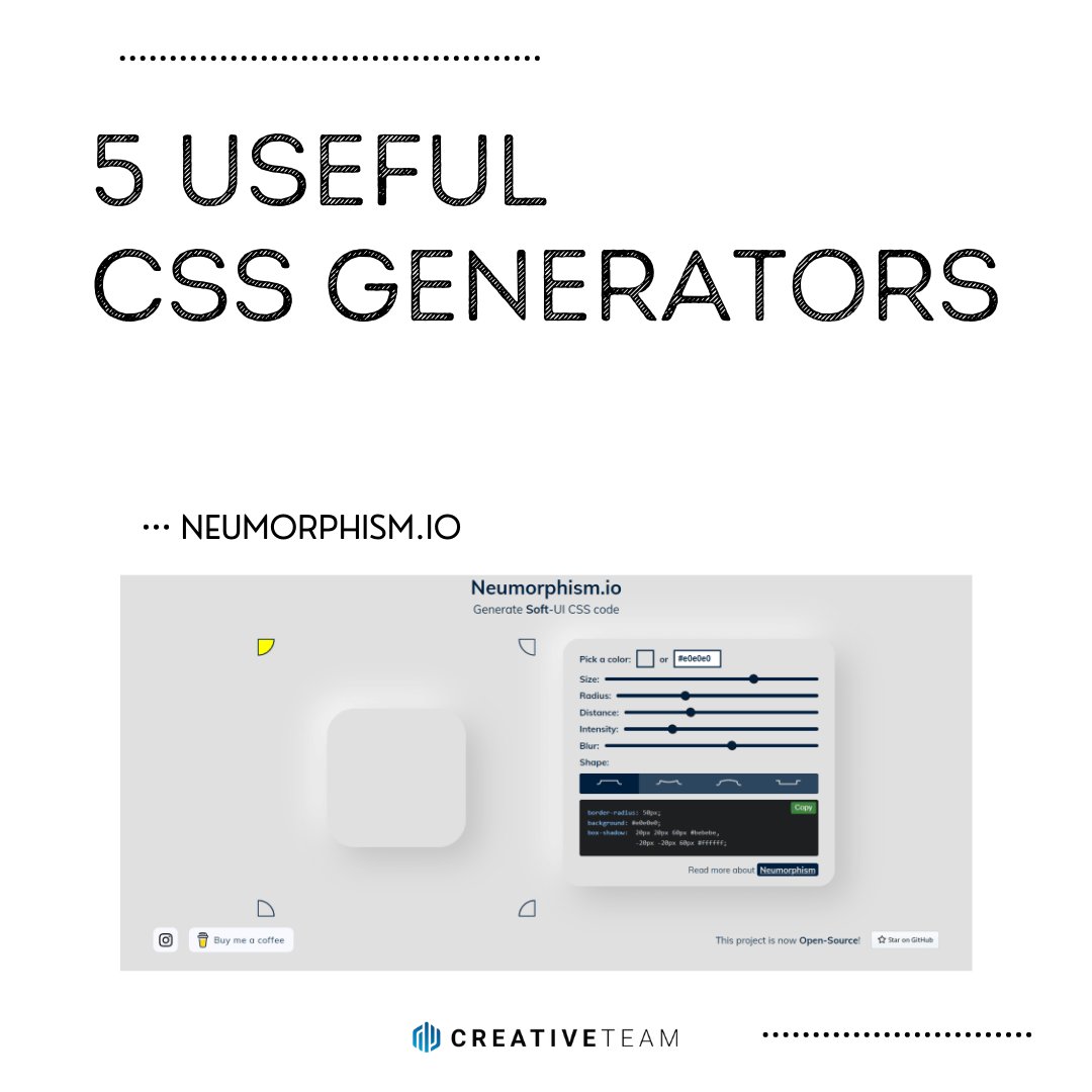 CreativeTeamIO's tweet image. Looking for easy and convenient ways to improve and build on your CSS code? Try these fan fav tools.
Share your fav picks!
#css #css3 #csscode #css3code #developers #coders #webdeveloper #programmers #creativeteamio