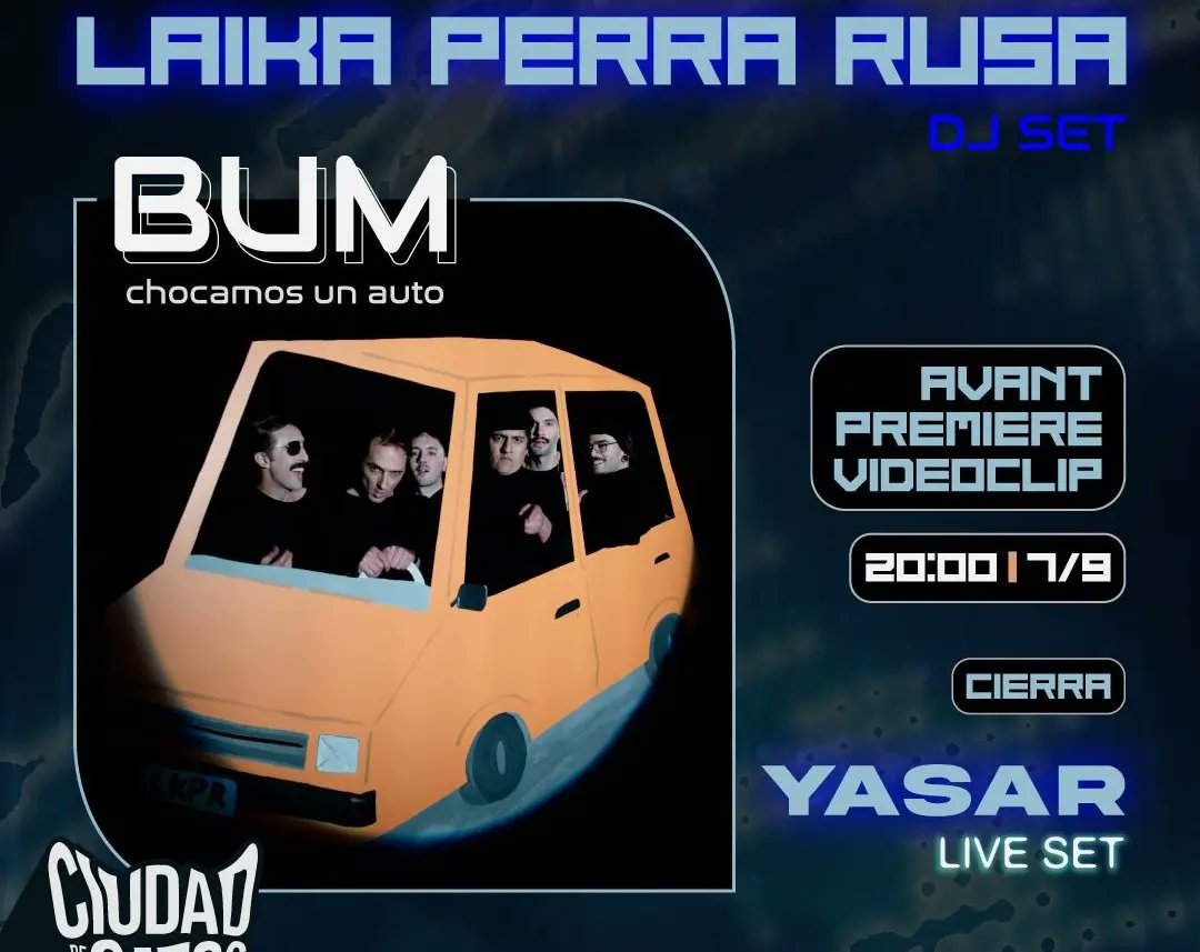 HOY en Ciudad de Gatos preestreno de "BUM" nuestro nuevo videoclip + DJ set. 

ENTRADA LIBRE Y GRATUITA
 
lxs esperamos 👉👈