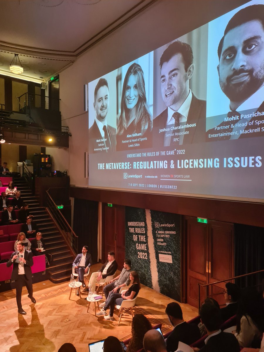 Afternoon session at #LISconf22. 

What does sports look like in the metaverse? <a href="/LawInSport/">LawInSport</a>