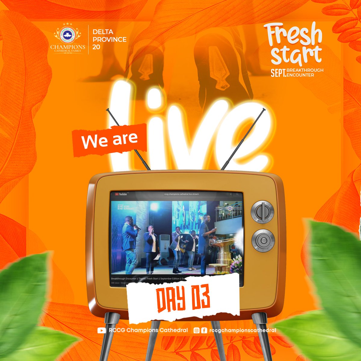 RCCGCCFOFFICIAL's tweet photo. We are Live!!!
Fresh Start
New Beginnings 
New Levels

Join us for the grand finale tonight by streaming via our online platforms 

#championscathedralfamily #deltaprovince20 #rccg #rccgworldwide #breakthroughencounter #freshstart https://t.co/mNDTDjoN02