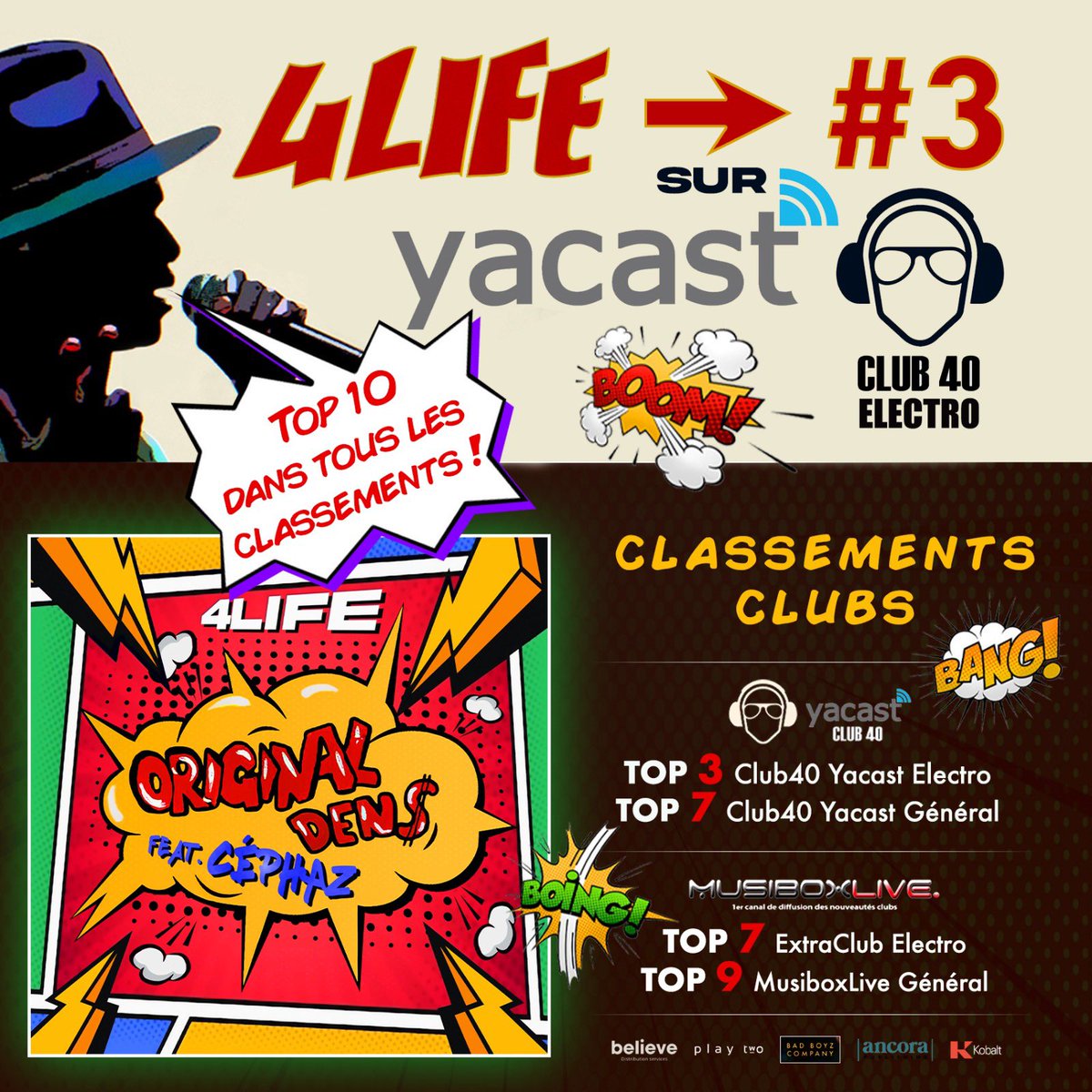 « 4Life » by #originaldens feat <a href="/cephazofficiel/">Céphaz</a> , N°3 du Hit des clubs électro « club40 » @yacast_officiel ! Et N°7 de l’ #extraclub #musiboxlive #cephaz #mucic #electro #electronicmusic