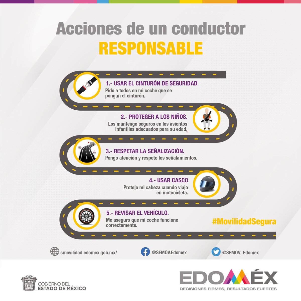 Sigue las recomendaciones de seguridad vial promovidas por la <a href="/SEMOV_Edomex/">Secretaría de Movilidad GEM</a> #MovilidadSegura 🚗🚌🚓⚠️🚧