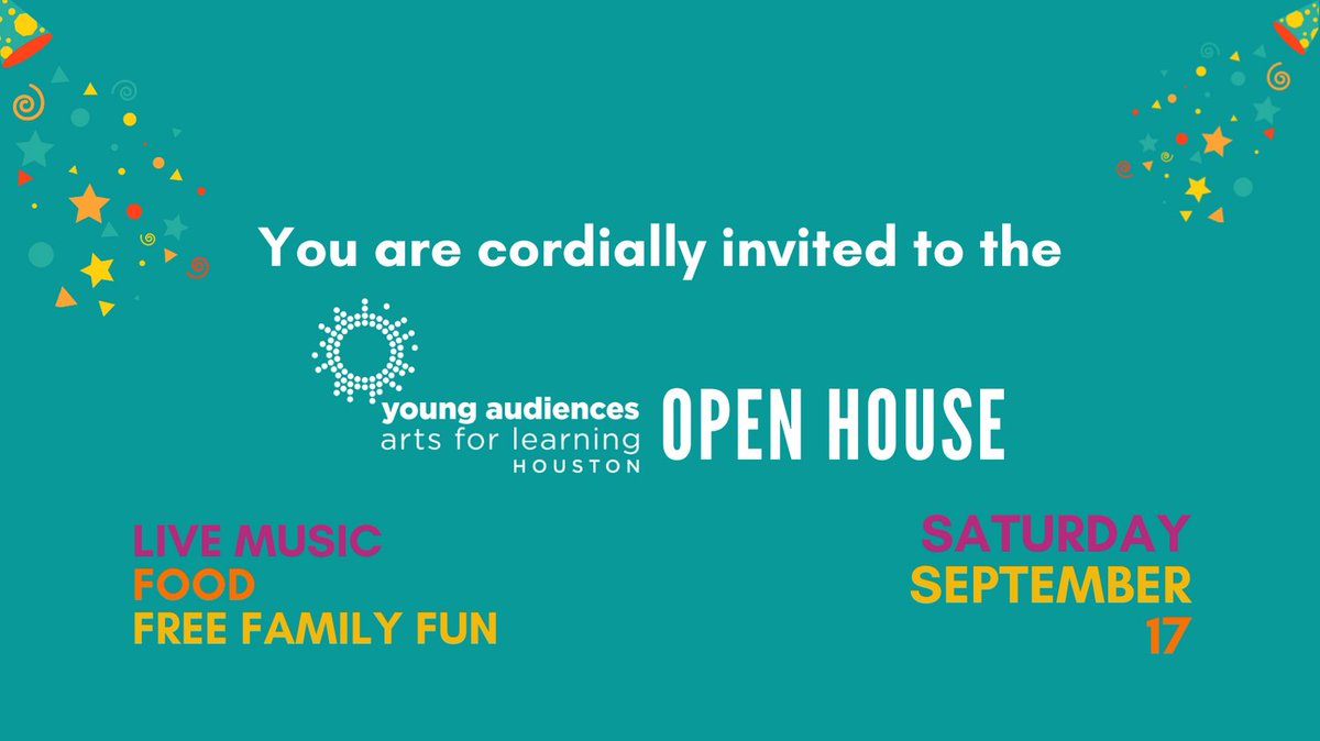 yahouston's tweet image. You're invited! Join us for a live music performance, interactive kid-friendly workshops, and a recognition ceremony honoring our valued partners in the community. Please RSVP to this very special event at yahouston.org/openhouse 
#Artsforlearning #EveryChild #OpenHouse2022