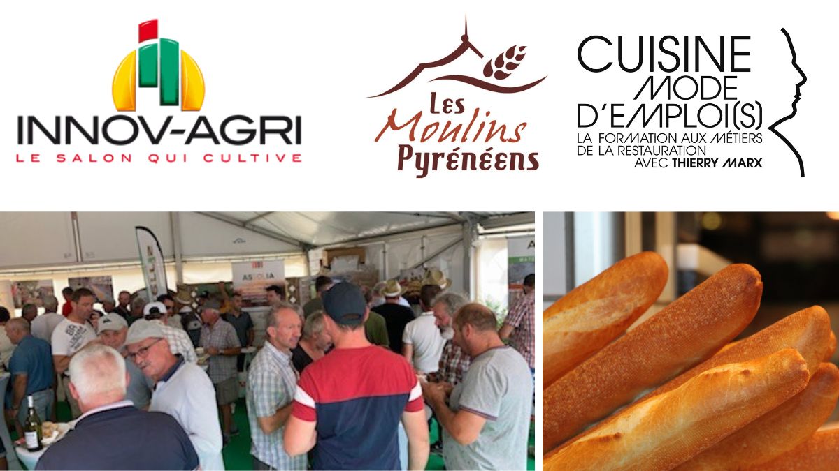 ARTERRIS11's tweet photo. Beau partenariat  à @Innovagri1 #Ondes sur le stand A01d'@ARTERRIS11 et ses filiales : @CuisineMEmplois fournit le #pain (#farine #LesMoulinsPyreneens).
@lacoopagricole @Occitanie @cnbpf @JeanFLoiseau  @FiliereCRC @MinToulouse @FiliereCRC @MagueloneP31 @p_bangi @NourrirDemain https://t.co/y59jV3UJNP