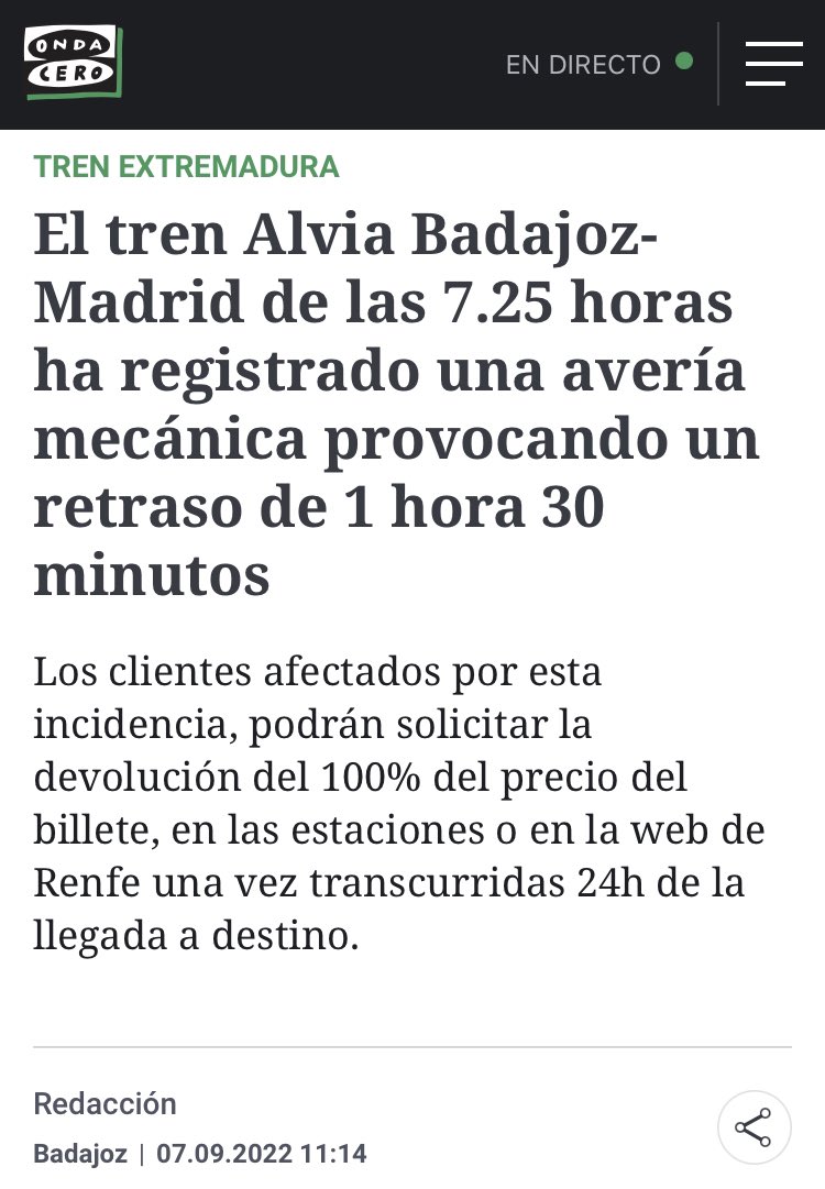 Mañana estaré acompañando a los compañeros de <a href="/CsExtremadura/">CS Extremadura</a> en Madrid ante el Congreso por un tren digno en su tierra y que les permita conectarse con el resto de España.
Si vienen en el AVE igual empezamos un poco más tarde…