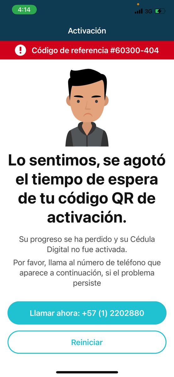 JGGG11's tweet photo. @Registraduria Llevo más una semana intentando activar la cédula digital, llamó a la línea de atención y no contestan, escribo al correo y no dan respuesta, fui a la Sede Centro Comercial Estación en Cali y dicen que debo llamar, que tristeza de Registraduría https://t.co/ZOzA8Hz0qE