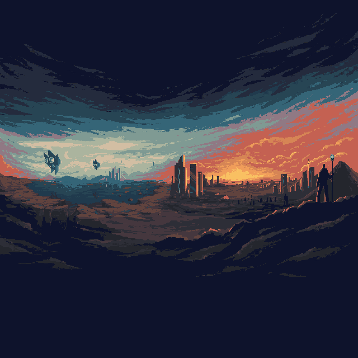 Extended version of my "Burning sunrise" #pixelart illustration