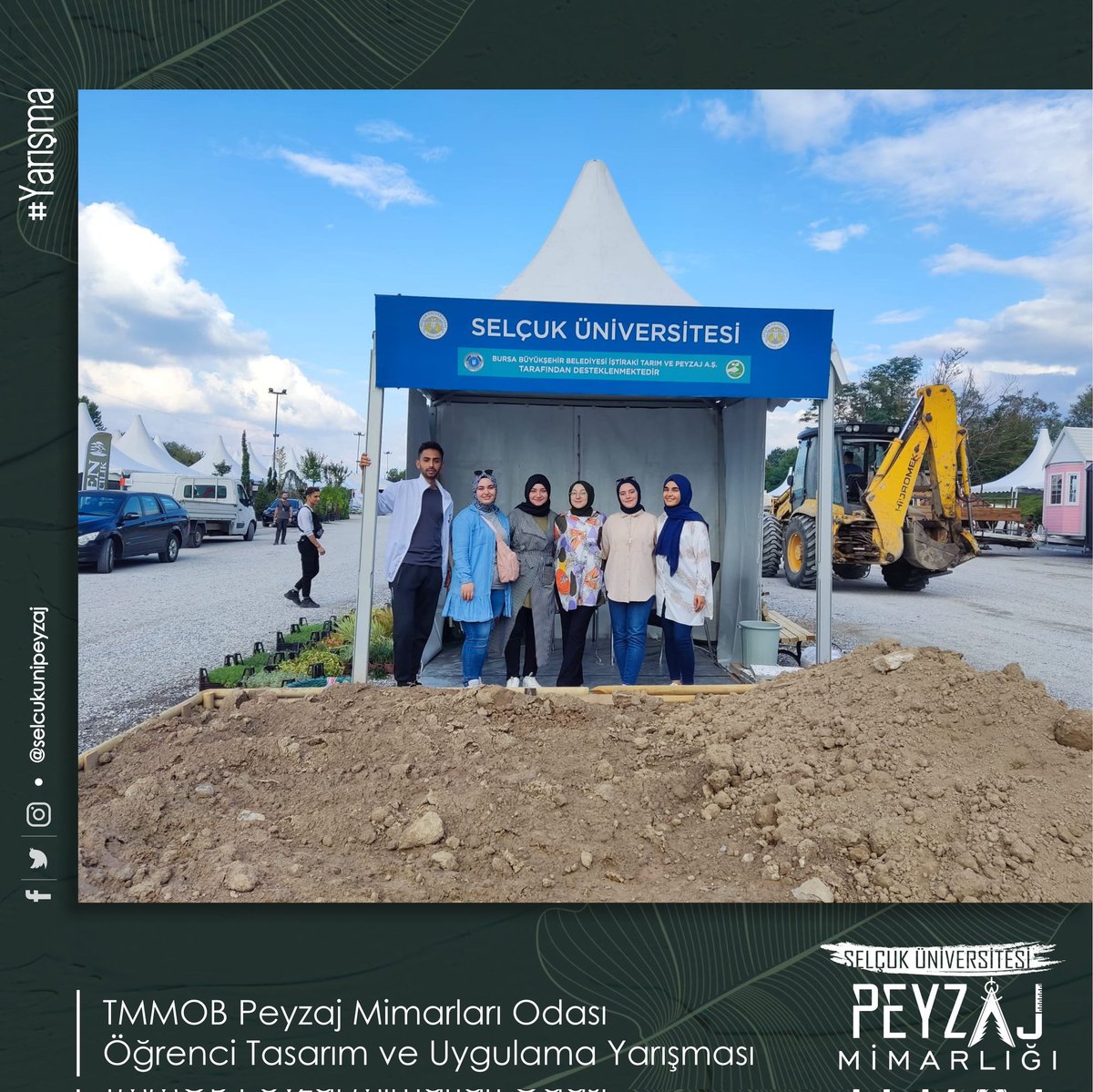 TMMOB Peyzaj Mimarları Odası' nın destekleyen kuruluş olarak yer aldığı, 7-10 Eylül 2022 tarihlerinde Sakarya/Sapanca' da gerçekleştirilen, PSB Anatolia 2022 Fuar alanında "Öğrenci Tasarım ve Uygulama Yarışması" na katılan öğrencilerimize başarılar dileriz.