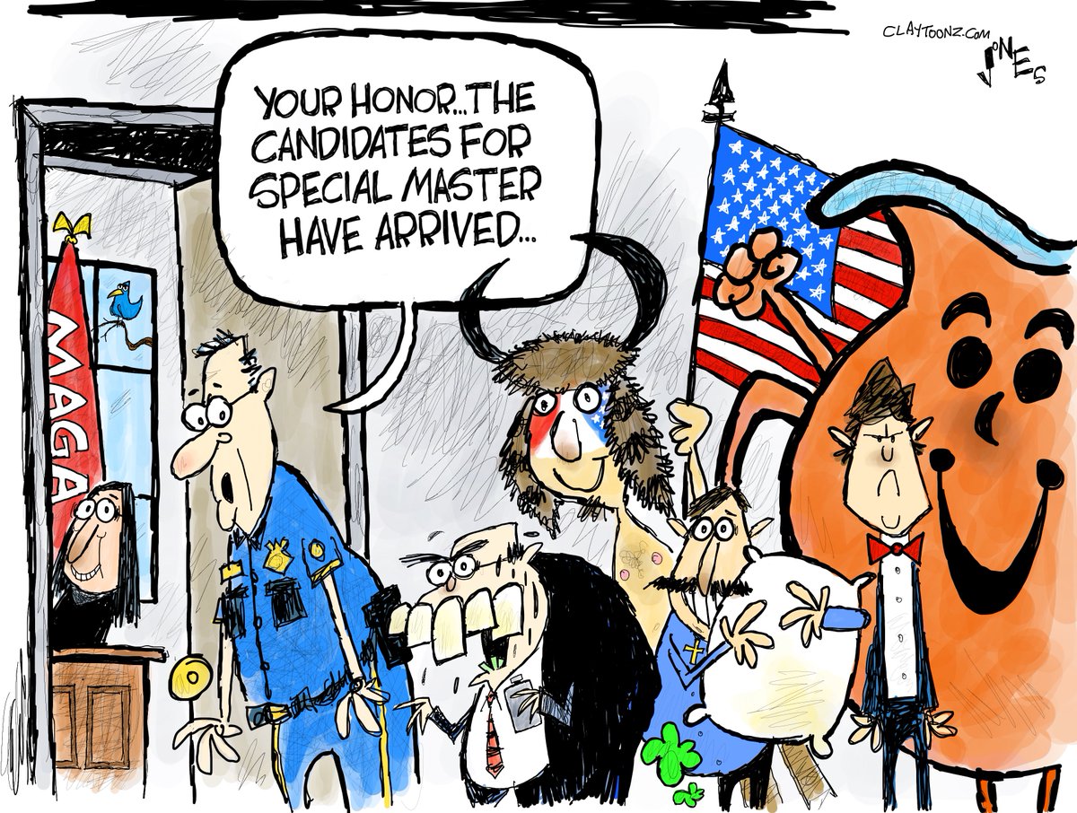 claytoonz's tweet photo. Ding Dong! MAGA Master candidates are here. #SpecialMaster #Trump #MAGA #MAGAmaster #TrumpJudge #TrumpCorruption #Espionage #TrumpTreason #MarALago #RudyGiuliani #Qanon #Tucker #KoolAid #MyPillowGuy https://t.co/GM1vO4zpuW