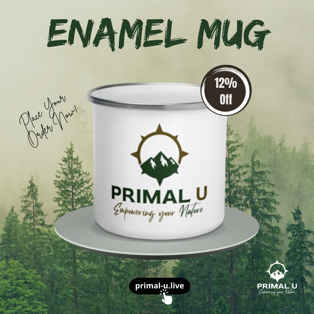 Camping is all about the good times. Make new memories  with this camper enamel mug and enjoy a brew in style!

It’s  the perfect way to add a little bit of camping flare to your day.

Purchase below:
primal-u.live/shop/p/enamel-…

#enamelmug #nature #primalu #survival #bushcraft