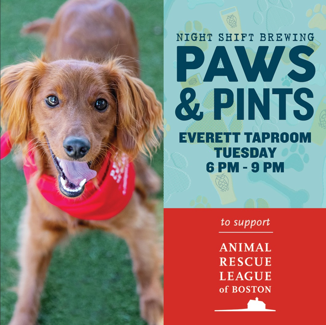 ARLBostonRescue's tweet photo. We're so excited to attend @NightShiftBeer's weekly #PawsAndPints event on 9/13, 6pm-9pm. 🐾
Join us on the patio to learn more about volunteer &amp; foster opportunities at ARL &amp; the potential to meet some shelter dogs. This is a dog-friendly event so don’t forget to bring your pup! https://t.co/GsVgPzUy6v