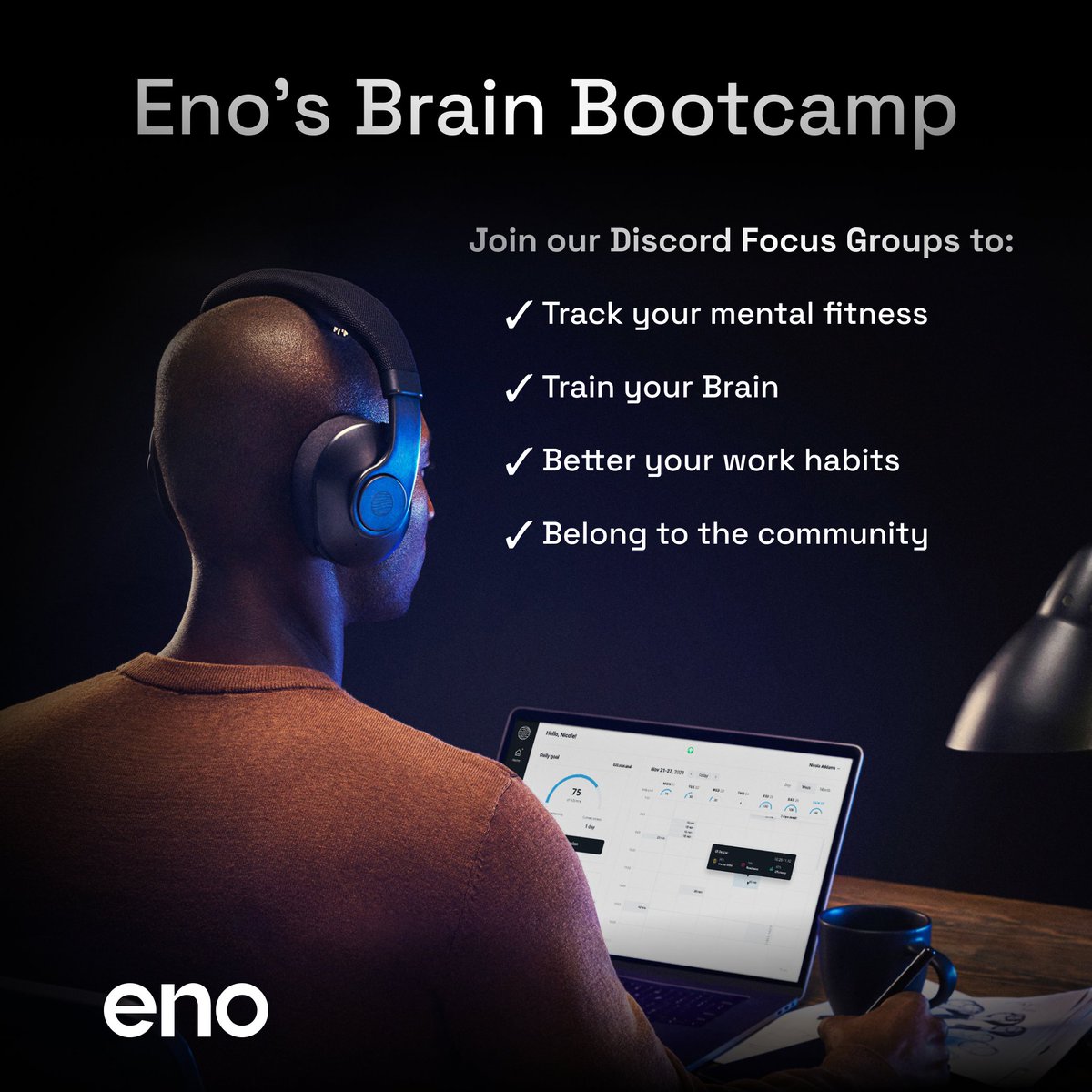 Enophones's tweet photo. If you are ready for greater productivity and better mental fitness, join Eno's Brain Bootcamp today at 2:30pm ET! We will be utilising specialized mental fitness techniques on our Eno Community Discord Server.

Click here to sign up
⬇️
https://t.co/fLWZ85rFKR https://t.co/jpoWZTOTGT