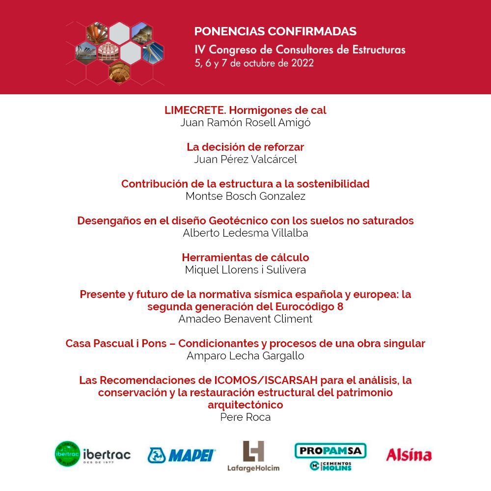 🔵Mapei patrocina el IV Congreso de la Asociación de Consultores de Estructuras 5, 6 y 7 de octubre en Barcelona +Info👉bit.ly/3yFlI44