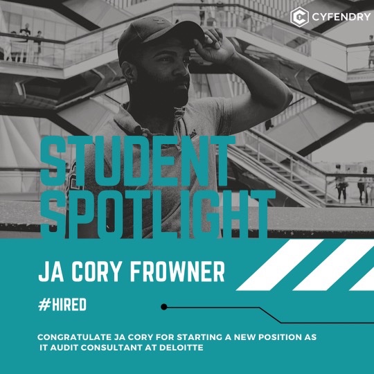 CyfendryAcademy's tweet photo. Let’s Congratulate Ja Cory for starting a new position as IT Audit Consultant at Deloitte! 🔥

Send him well wishes in the comment section below 👇

To learn more about our courses, visit https://t.co/3oXiJMN7Dz

#congratulations #hired #blackintech #cybersecurity #cyfendry https://t.co/6G241Skr1r