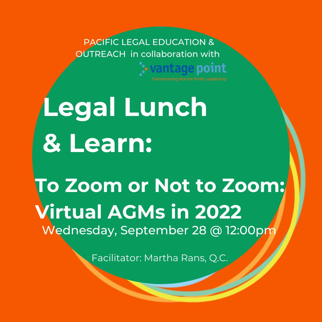 We are happy to announce our collaboration with Vantage Point on an ongoing legal education series. 

Are you planning for a virtual fall AGM? Learn how to do it right from PLEO’s Legal Director, Martha Rans, Q.C. ow.ly/an6X50KCx1C