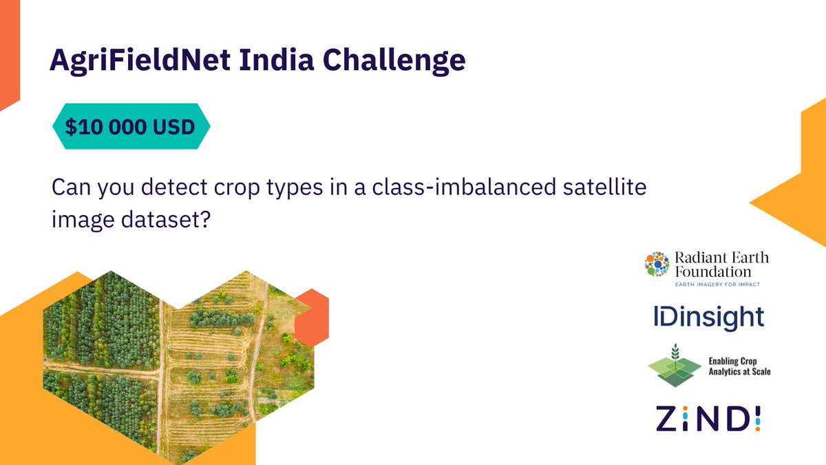🆕 #DataChallenge 
Can you detect crop types in agricultural fields from a satellite image? Bring your #DataScience skills and join this challenge to classify crops in #Ag fields across Northern #India 🇮🇳  
👉🏽 zindi.africa/competitions/a… 
#geospatial #eochat
