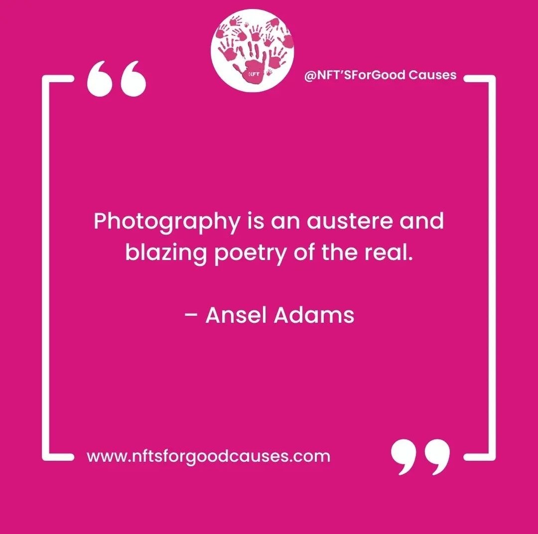 NftsForGoodCaus's tweet photo. Photography is an austere and blazing poetry of the real. 😍

– Ansel Adams

📸 #photographynft #photooftheday #fotografia #Nftdonation #nftcharity #goodnft #ONEnonprofit
#nftsforgoodcauses #womensupportingwomen #womenempowerment 😍❤️👏 #nftrevolution #NFTsForGood #photographynft https://t.co/8yQV0Bipsn