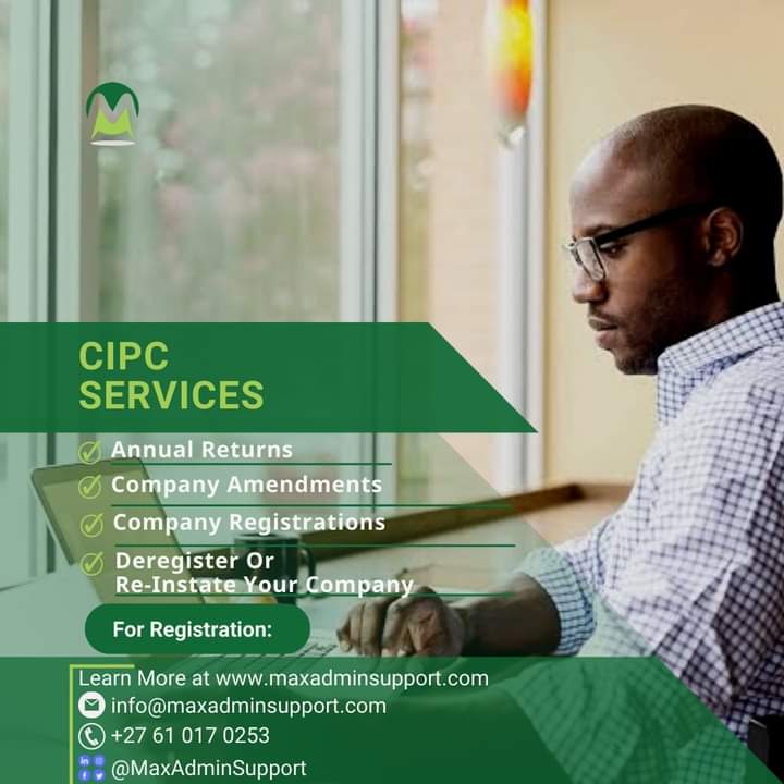 MaxAdminSupport's tweet photo. Is your CIPC annual returns up to date?
Companies & Close Corporations need to file #CIPCAnnualReturns whether they are trading or not. Failure to file leads to Deregistration.
Contact us today on +27610170253 for a FREE no obligation check!
#CIPC #MaxAdminSupport #Admin https://t.co/WCqUk00EeT
