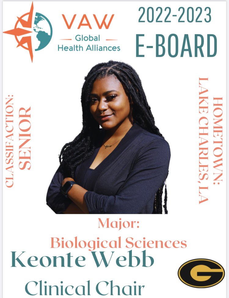 vaw_gsumed's tweet photo. We are elated to announce our 2022-2023 VAW Global Health Alliances Medical Chapter at Grambling State University Executive Board! 

Meet Keonte Webb, our Clinical Chair🌎🩺 https://t.co/I972e8F9sP