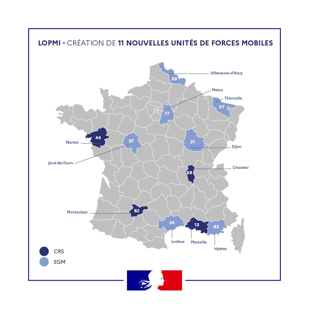 dmartindijon's tweet image. Je me réjouis des annonces de @GDarmanin pour le maintien et le rétablissement de l’ordre public, la sécurisation des grands événements et la sécurité au quotidien. 
Pour @dijon, ce sera ➕️ de policiers nationaux et la création d’un escadron de 110 gendarmes mobiles.