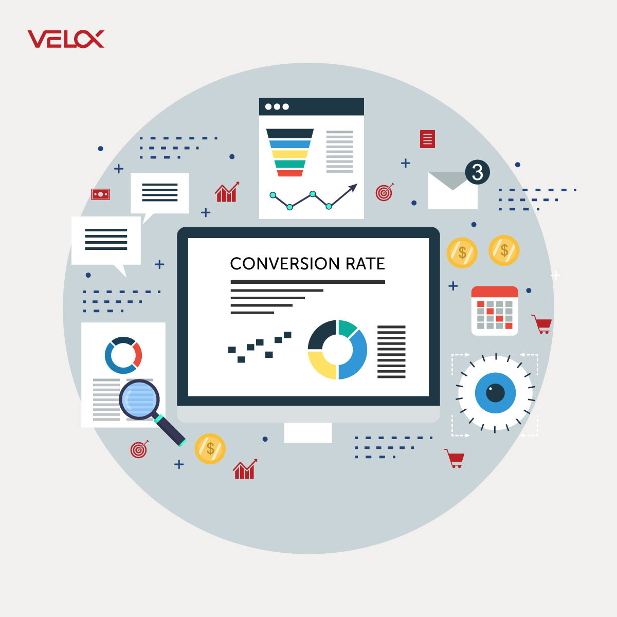 veloxmedia's tweet photo. Conversion rate is an important metric or #kpi for most businesses. A #conversionrate is the % of visitors to your website that complete a desired goal out of the total number of visitors. Raising your rate means more of your site traffic converts increasing #ROI.

#VELOX https://t.co/LpSgqlPUc5