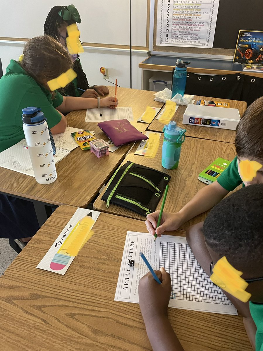 JessDCunningham's tweet image. Array capture in grade 5 to practice our X fluency and to learn how to work with others. #domath #handson @SeatackDream