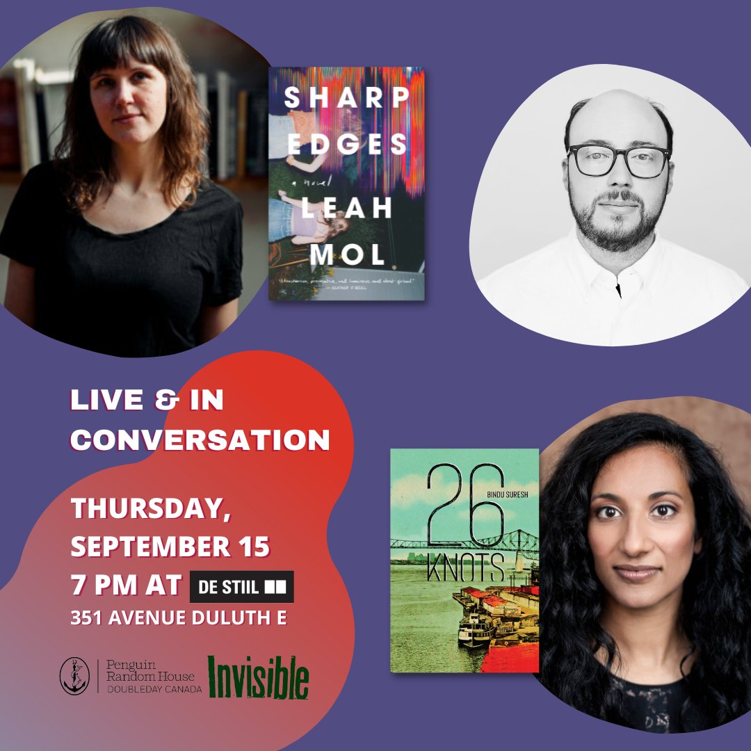 CookeMcDermid's tweet photo. Mark your calendars! On Sept 15, De Stiil Books will be hosting an exciting in-conversation event with @leahmol  (SHARP EDGES) and @atbindusuresh  (26 KNOTS), moderated by @swanmichaels  (THE WAGERS)! https://t.co/i3EgCEv5Bh https://t.co/nd2gW70TCM