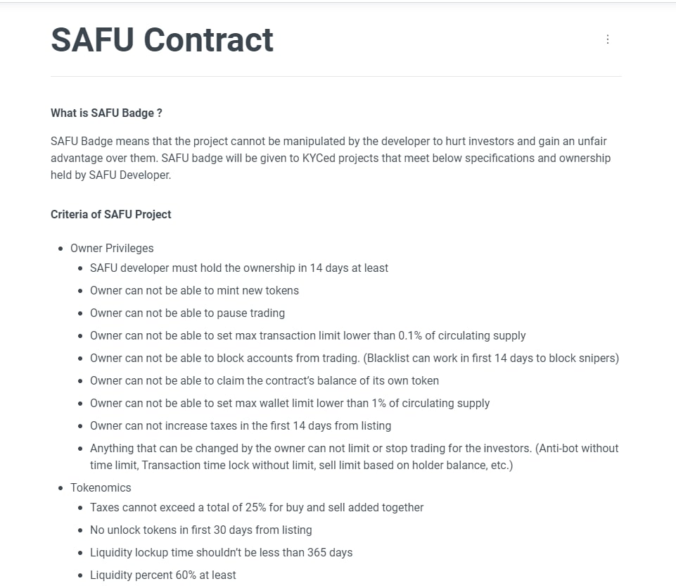 ✅ Safu contract is a 100% safety guarantee for investors. Made and guaranteed by the official partner of Pinksale.
📜 See details here: docs.pinksale.finance/important/safu…
