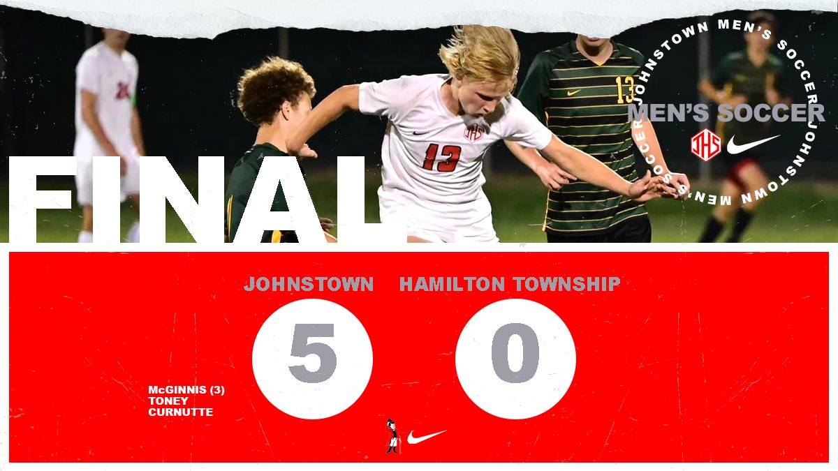 FINAL

<a href="/JohnstownMSOC/">Johnstown Men’s Soccer</a> 5
Hamilton Township 0

Johnstown nets it’s second clean sheet of the season on the road last night at Hamilton Township. Johnnies move to 2-1 on the season!

#Together | #GoJohnnies 🎩
