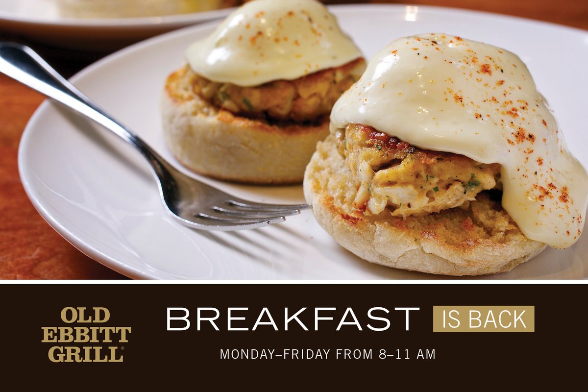 Breakfast is BACK at Old Ebbitt Grill! Whether you're stopping by for an early morning meeting or a stack of pancakes on your way into the office, we'll be open Monday-Friday at 8am! Head to ebbitt.com to learn more. #OldEbbittGrill #Breakfast