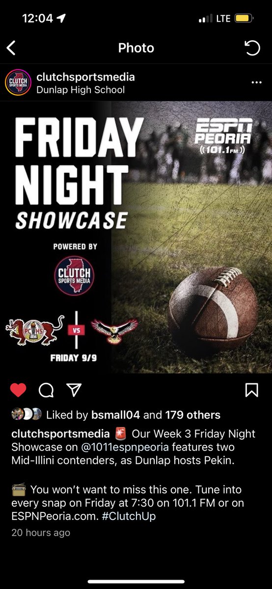 Our game will be live-streamed on ESPNPeoria.com this Friday!!!