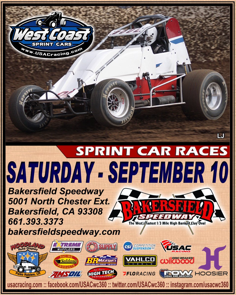 USACwc360's tweet photo. Who is your pick to win Saturday's race at Bakersfield Speedway!
#USAC #USAC360 #usacnation #usacracing #usacwestcoast #usacsprints #dirttrack #bakersfield #BakersfieldSpeedway https://t.co/nPTFhNm9E5