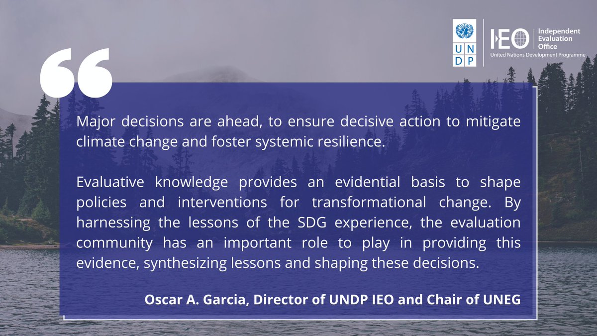 UNDP_Evaluation's tweet photo. How can evaluation support transformative action against climate change, for a truly sustainable future?

Our Director, @OscarGarciaUNDP joins @CIF_Action @IFADeval @GEF_IEO and @beisgovuk at @WiltonPark 

#WPClimateAction https://t.co/3xbnmOr1d9