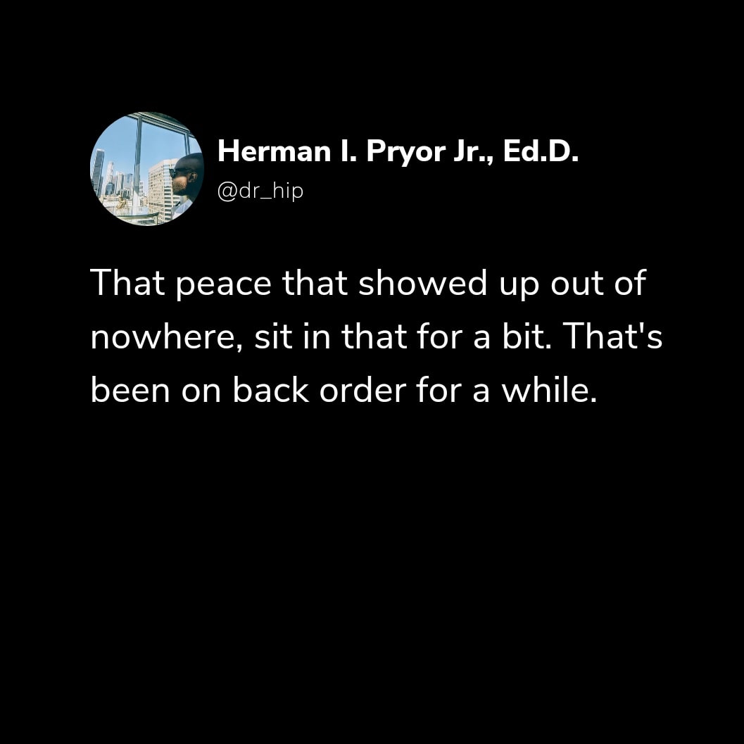 dr_hip_'s tweet photo. Be good to you. Let yourself enjoy the silence. #itsreal #roi #makelifematter #momentswithdrhip https://t.co/8ZphL0kdSB