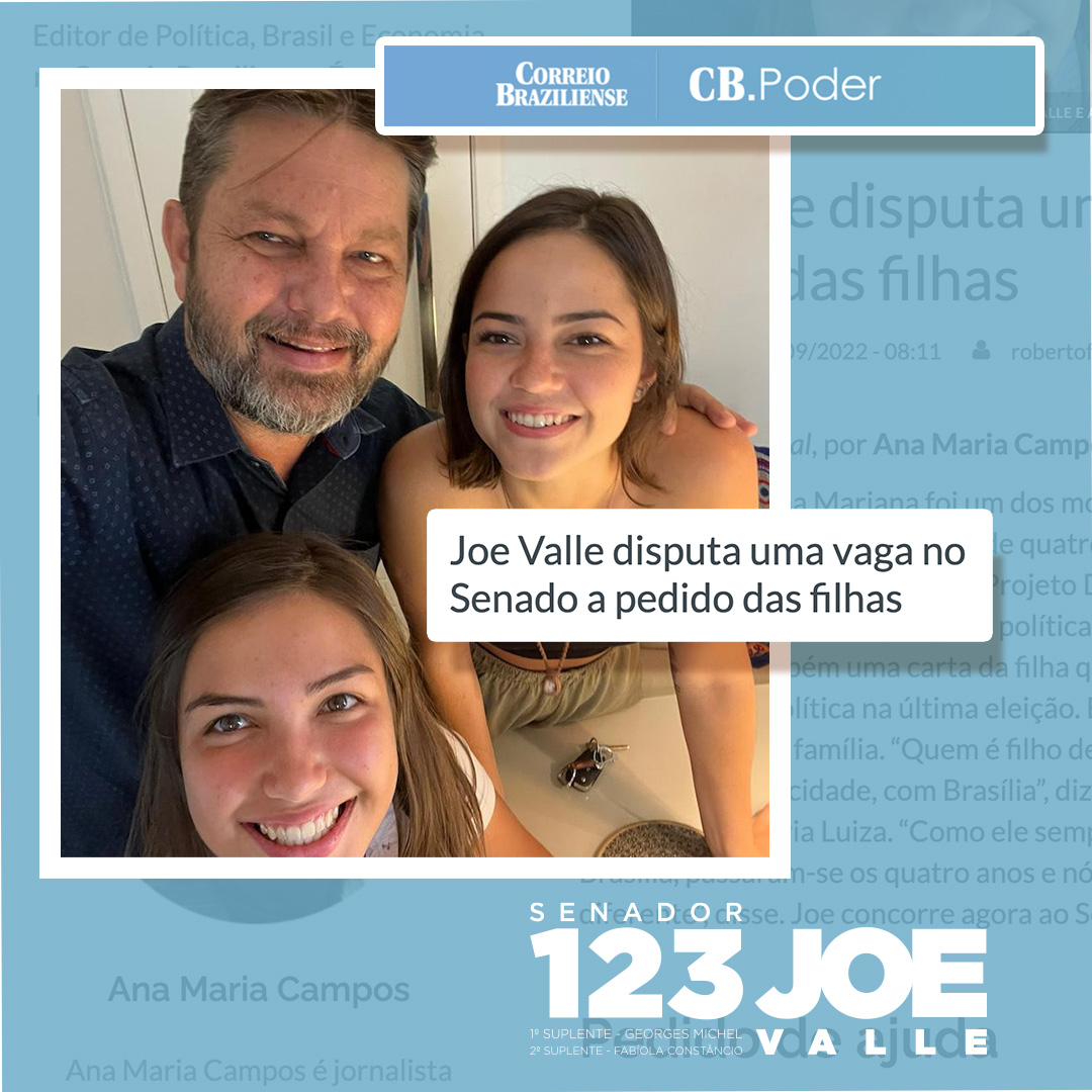 Joe_Valle's tweet photo. Joe está na Mídia! 

O Correio Brasiliense conta como foi a nossa jornada para concorrer ao Senado Federal. 
A minha família foi(e é!) fundamental nessa decisão de me tornar candidato novamente.

Vote 1, 2, 3, Joe Valle JÁ É! 

#JoeValleSenador123 #Eleições2022 #PolíticaSéria https://t.co/7a3JEMCcpm