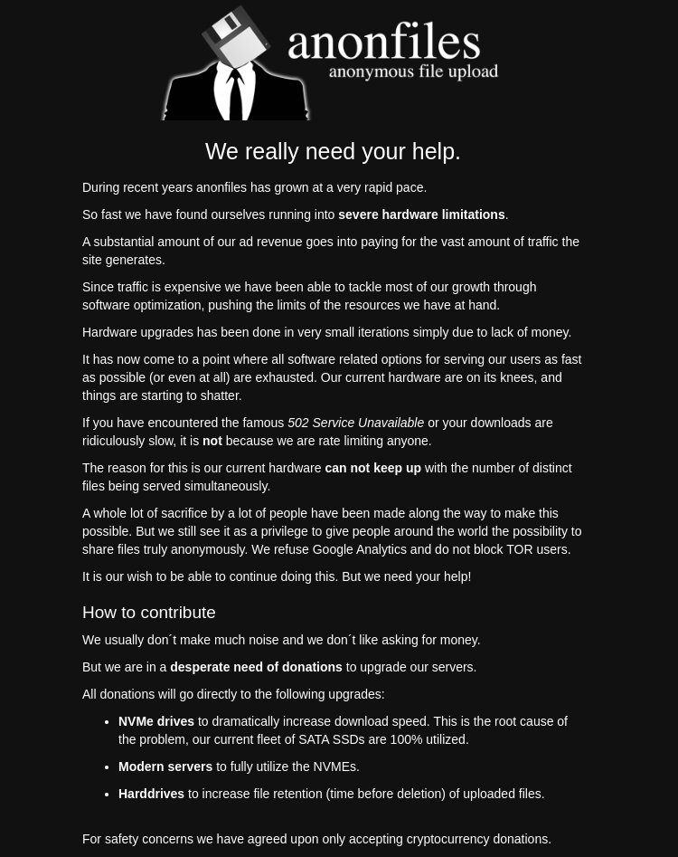 CKsTechNews's tweet photo. File-Sharing service #anonfiles asks for help
Announce
https://t.co/gvfg8Jfbws https://t.co/ZQzMlpwq1p